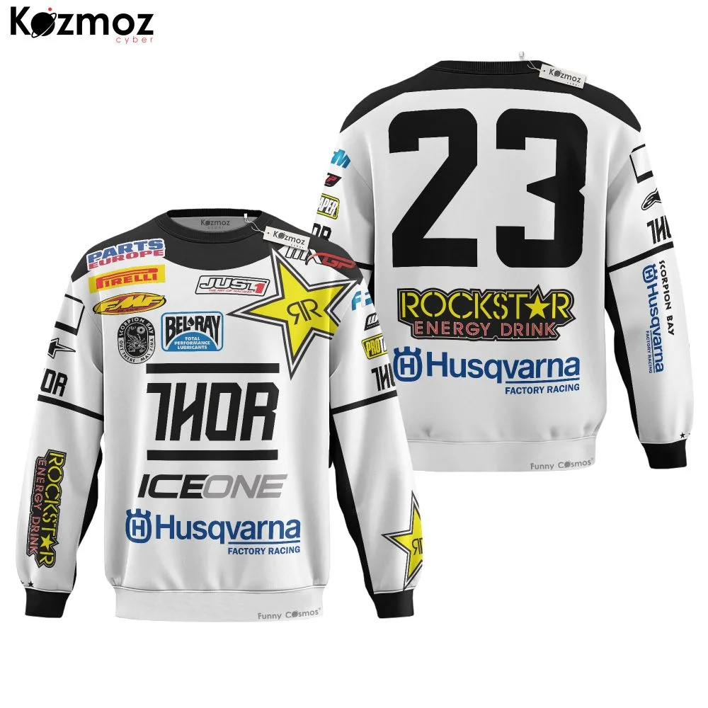 MX Rockstar Energy Husqvarna Shirt Hoodie Racing Uniform Clothes Motocross - Image 3