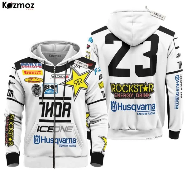 Alternative view of MX Rockstar Energy Husqvarna Shirt Hoodie Racing Uniform Clothes Motocross