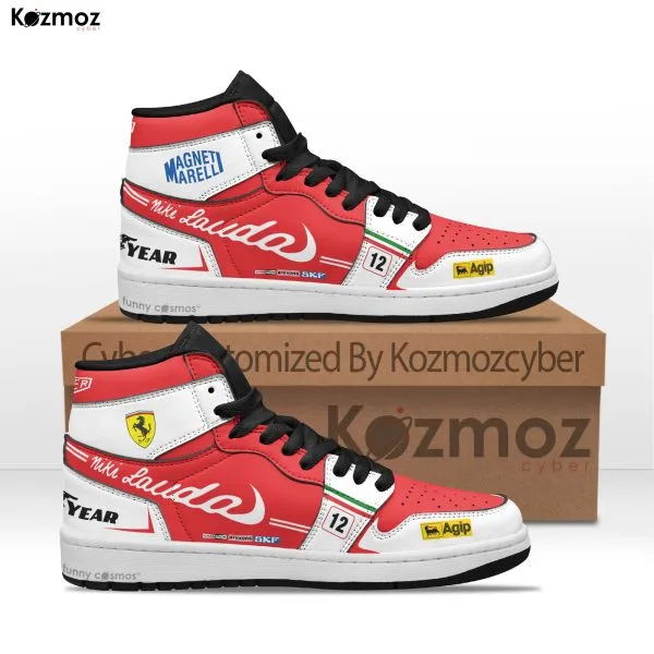 Niki Lauda AJ1 Sneaker SF 312T Livery 1975 Custom Racing Shoes