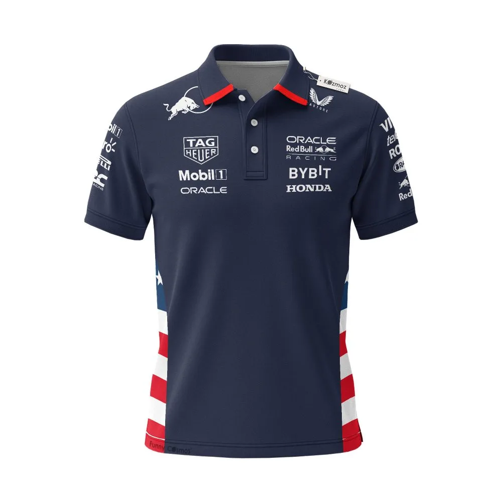 RBR F1 American Flag Custom Polo Shirt - Image 2