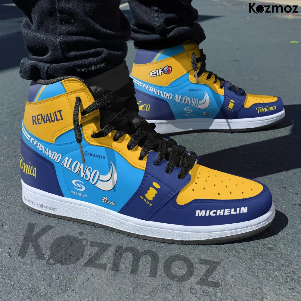 Renault Fernando Alonso Custom Shoes Renault R25 Livery 2005 Racing Shoes - Image 2
