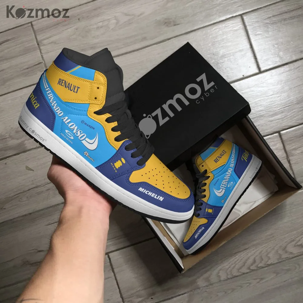 Renault Fernando Alonso Custom Shoes Renault R25 Livery 2005 Racing Shoes - Image 4