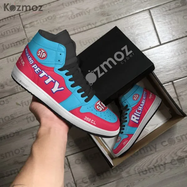 Richard Petty JD1 Sneakers Blue & STP Day-Glo Red #43 Livery 1972 Custom Racing Shoes - Image 4