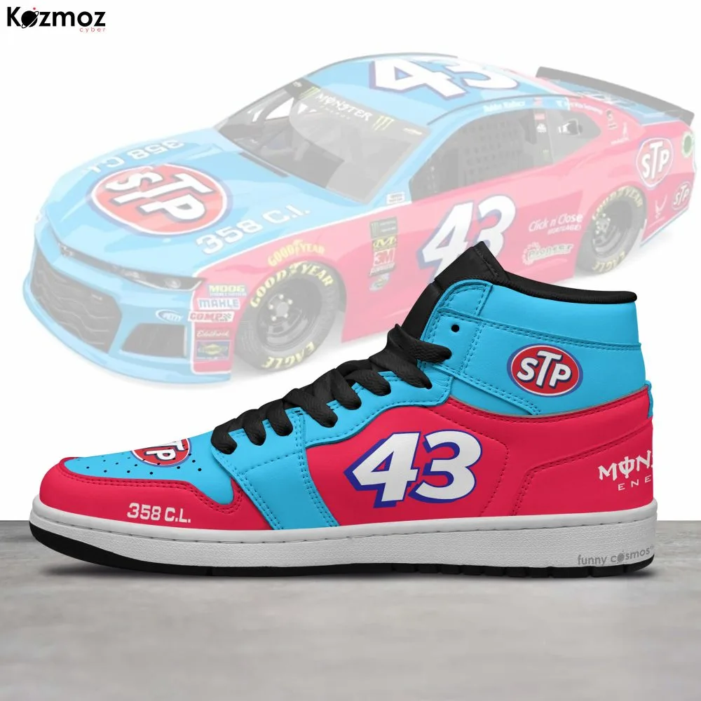 Richard Petty JD1 Sneakers Blue & STP Day-Glo Red #43 Livery 1972 Custom Racing Shoes - Image 3