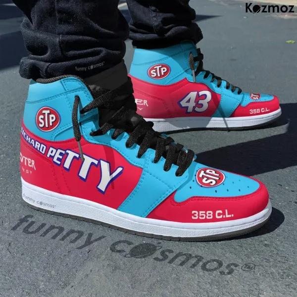 Alternative view of Richard Petty JD1 Sneakers Blue & STP Day-Glo Red #43 Livery 1972 Custom Racing Shoes