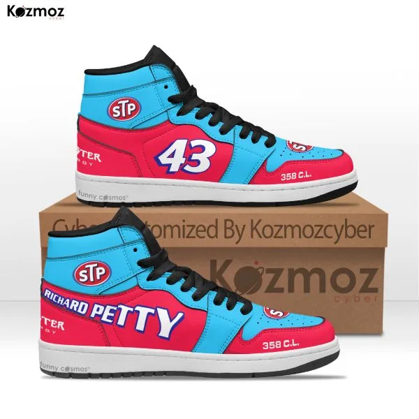 Richard Petty JD1 Sneakers Blue & STP Day-Glo Red #43 Livery 1972 Custom Racing Shoes