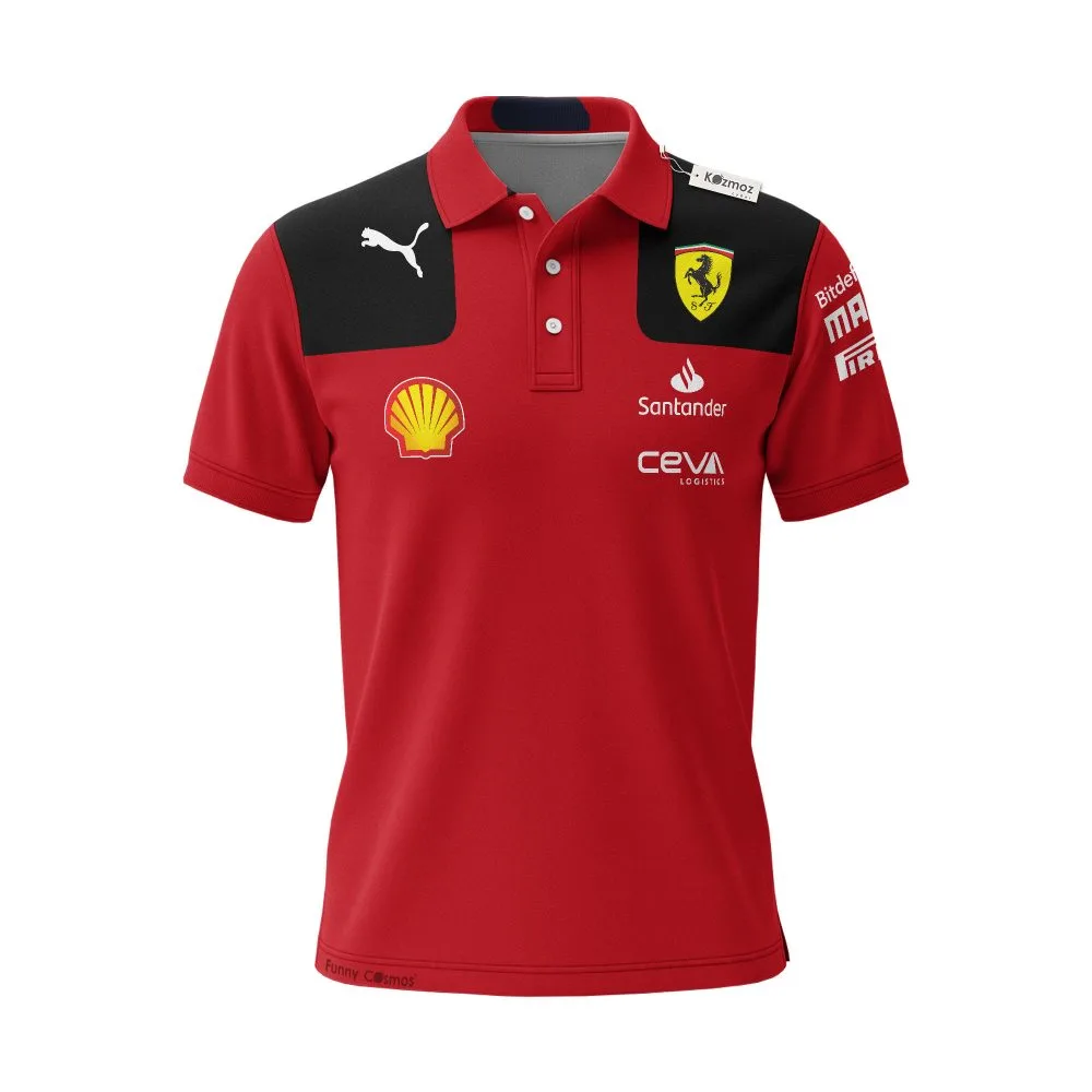 Rosso Corsa Scuderia F1 2023 Racing Custom Polo Shirt - Image 3