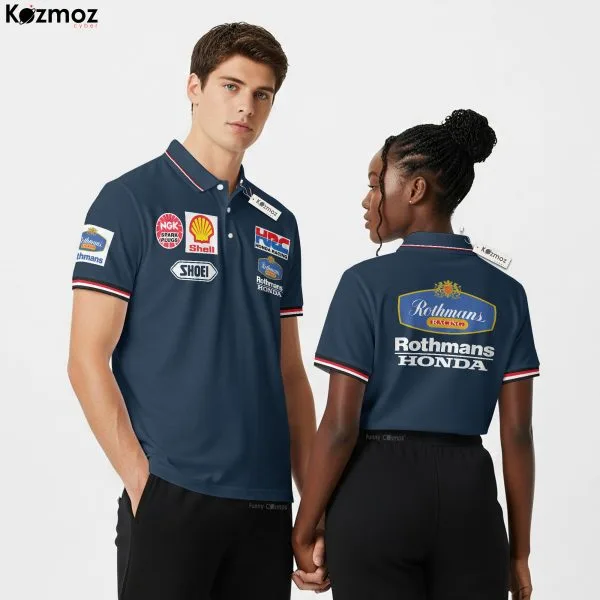 Rothmans Honda Racing Polo - Retro Motorsport Style Teamwear Shirt