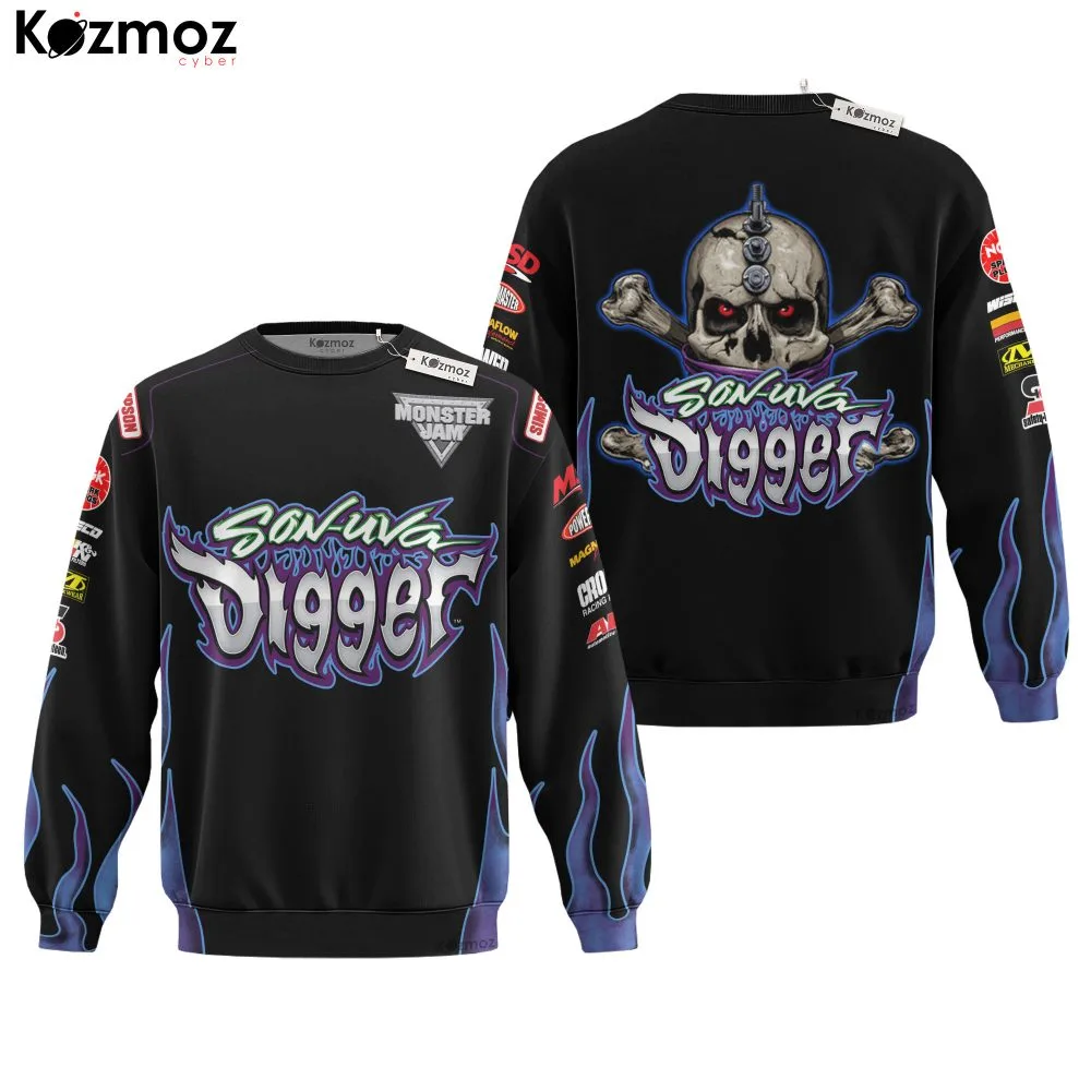 Son-uva Digger Monster Truck Racing Hoodie & Jogger - Monster Jam Racing Suit - - Image 4