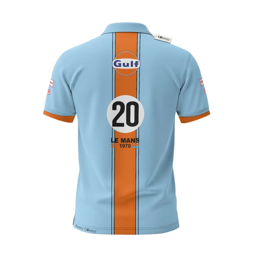 Steve McQueen #20 917 Gulf Le Mans Custom Polo Shirt - Image 3