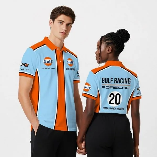 Gulf Racing 1970 Inspired Car Limited Edition Custom Polo Shirt - 3