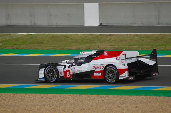 Fernando Alonso driving Toyota Gazoo Racing's TS050 Hybrid No. 8 with Sébastien Buemi and Kazuki Nakajima, overall winner of Le Mans 24 Hours 2019