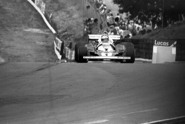 Niki Lauda 1976 at Brands Hatch in a Ferrari 312T2. British GP Scanned from a print.