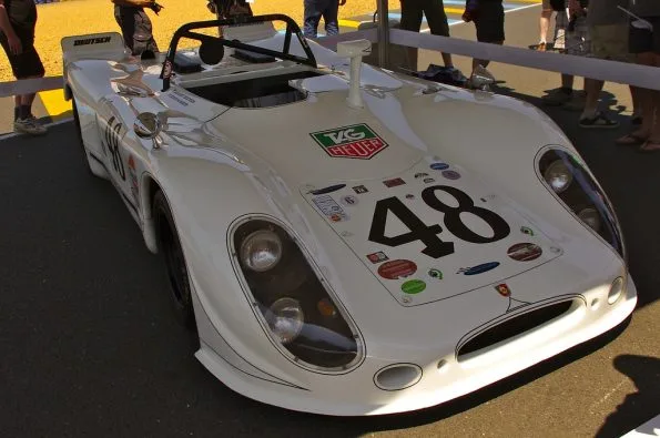 Steve McQueen and Peter Revson driving the number 48 Porsche 908/02 to a second-overall finish at the 1970 12 Hours of Sebring.