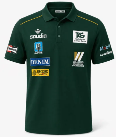 Alternative view of Saudia Tag Williams 1983 Pit Crew Shirt Rare Version Green - Fan Inspired Polo Shirt