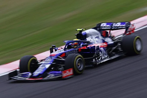 Naoki Yamamoto driving the number 38 Red Bull Toro Rosso Honda through Suzuka during first practice for the 2019 Japanese Grand Prix.
