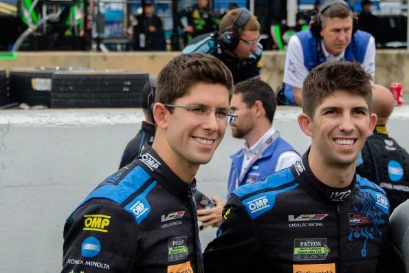 Ricky Taylor, right, with his brother Jordan in the paddock at the 2017 Petit Le Mans, the season the pair won the IMSA Prototype championship.