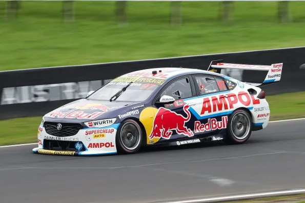 The number 97 Red Bull Ampol Holden ZB Commodore of Shane van Gisbergen and Garth Tander on track at Mount Panorama during practice for the 2022 Bathurst 1000.