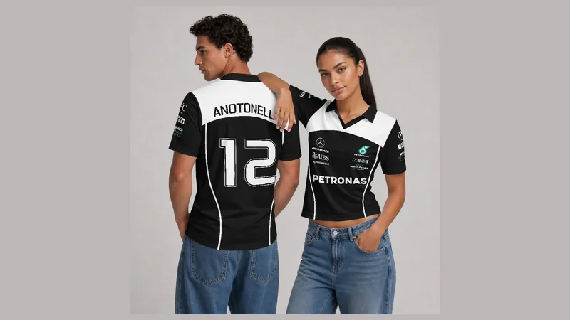 Kimi Antonelli 2026 F1 title math AMG F1 Team Custom V-Neck Polo Shirt tribute fan apparel